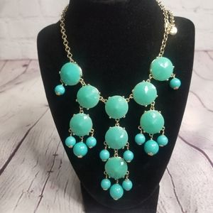 JCrew Turquoise & Blue Statement Necklace Goldtone